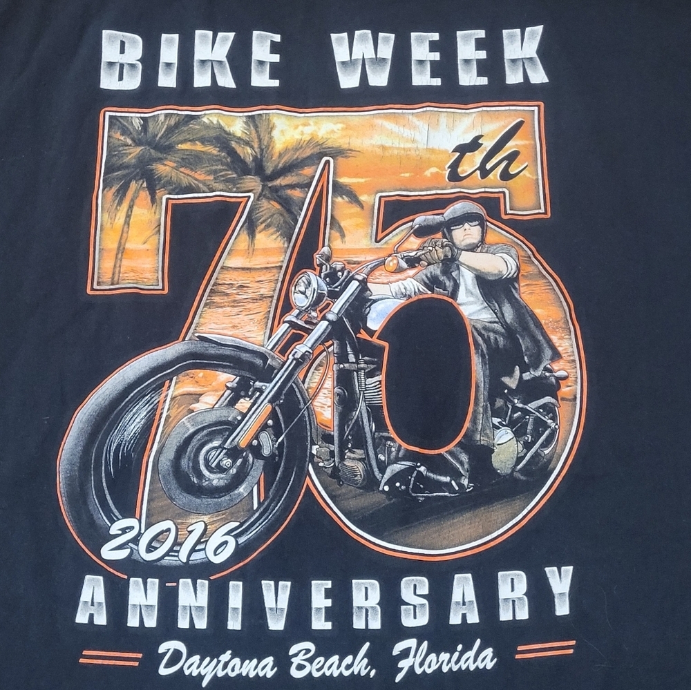 Mens 3XL 2016 Daytona Beach 75th Anniversary Long Sleeve Tee Shirt Biker  C66